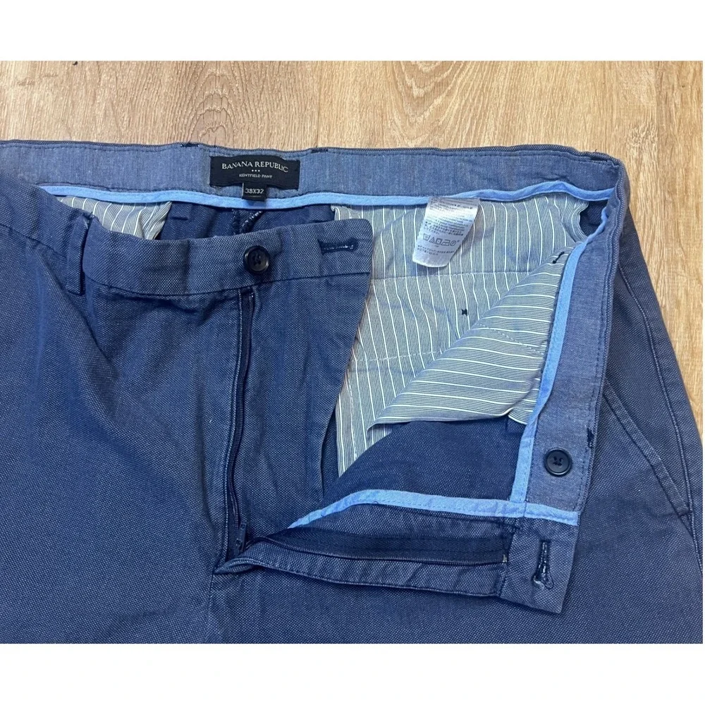 Banana Republic Kentfield Pant Mens 38x32 Blue Chino Cotton Casual Trousers‎